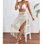 Sunset Tassel Slit Sheer Skirt