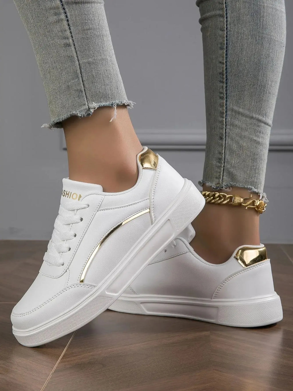 Zarelle™ | Gold Accent Sneakers