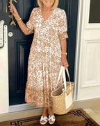 Penelope™ Elegant Floral V-Neck Dress