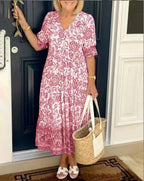 Penelope™ Elegant Floral V-Neck Dress