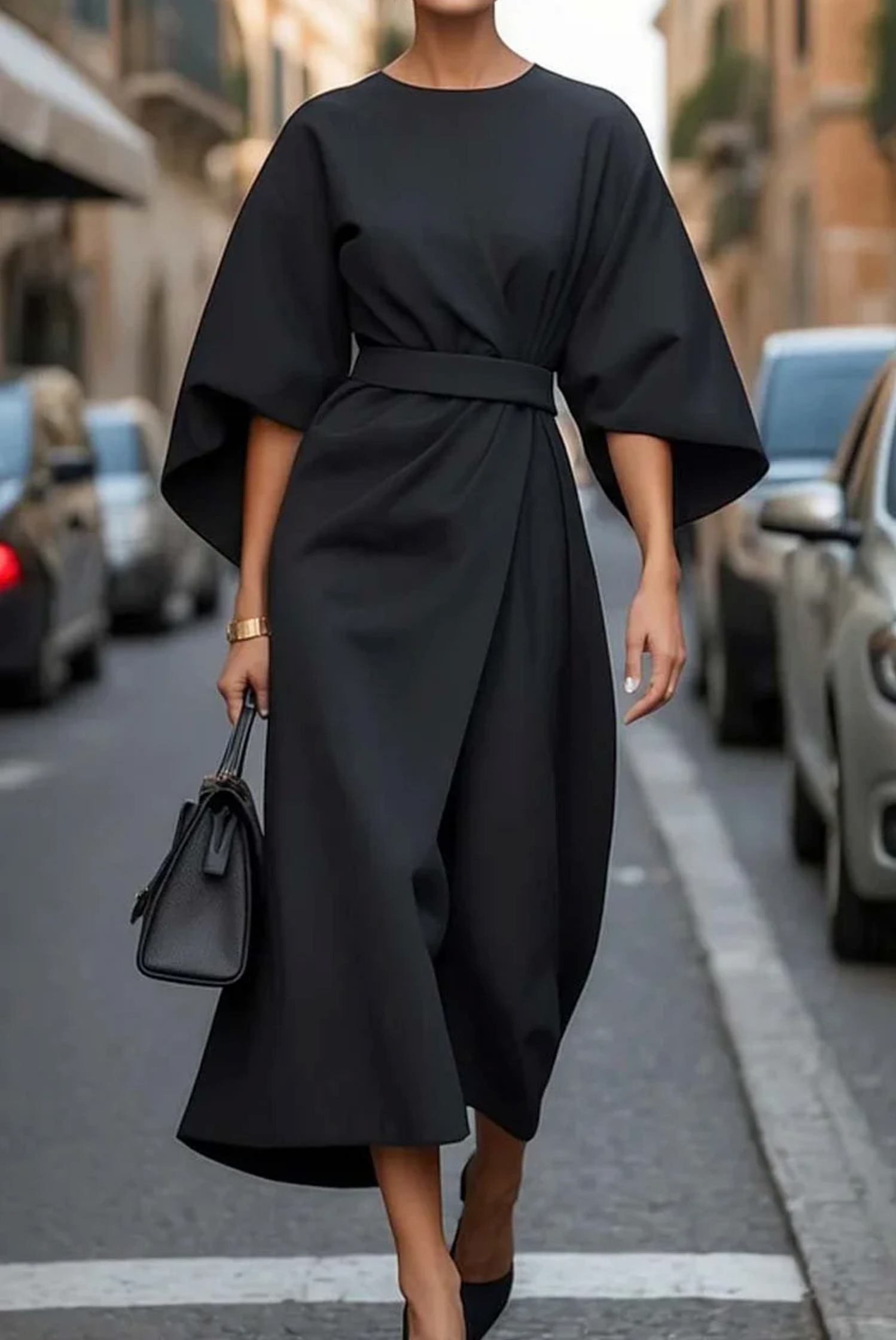 Louise | Maxi Length Evening Dress with Belt