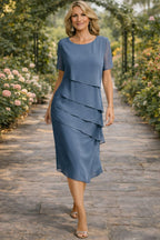 Elena | Layered Chiffon Midi Dress