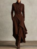 Kiara™ Vintage Asymmetrical Turtleneck Dress