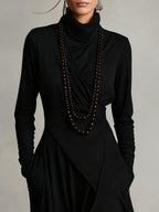 Kiara™ Vintage Asymmetrical Turtleneck Dress