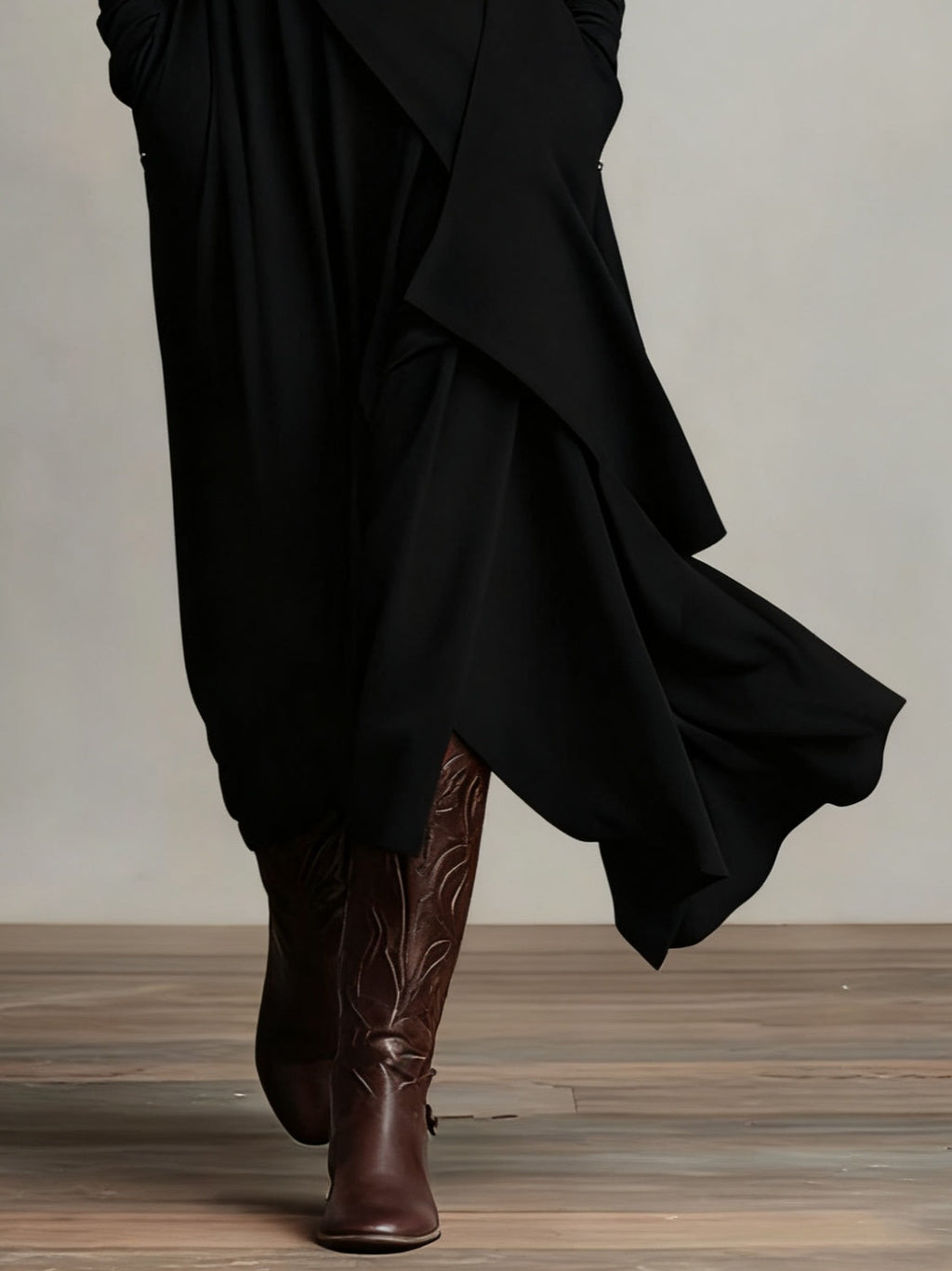 Kiara™ Vintage Asymmetrical Turtleneck Dress