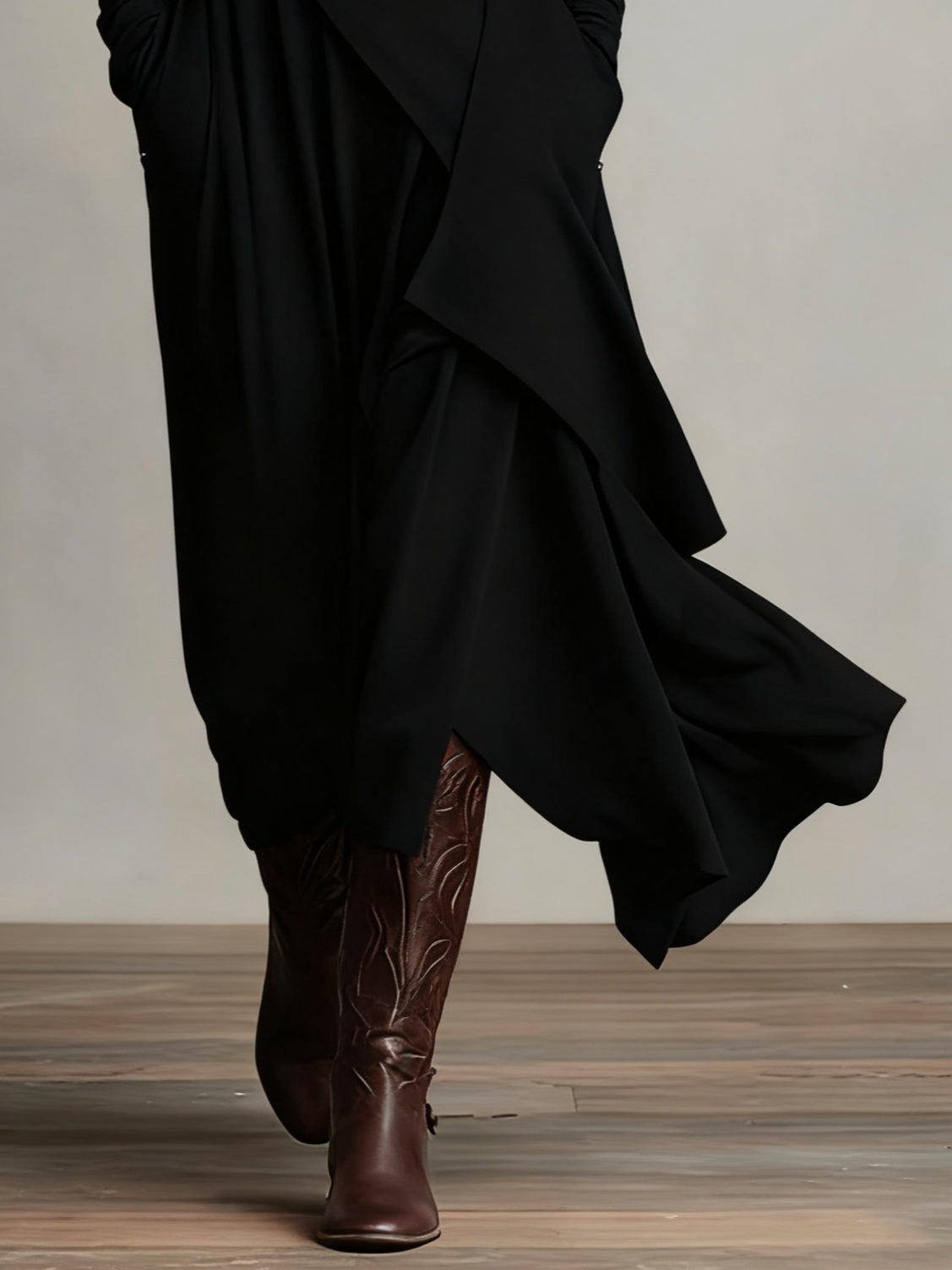 Kiara™ Vintage Asymmetrical Turtleneck Dress