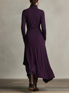 Kiara™ Vintage Asymmetrical Turtleneck Dress