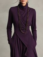 Kiara™ Vintage Asymmetrical Turtleneck Dress