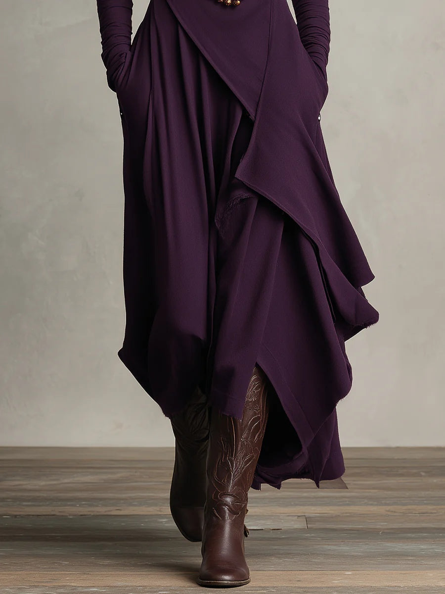 Kiara™ Vintage Asymmetrical Turtleneck Dress