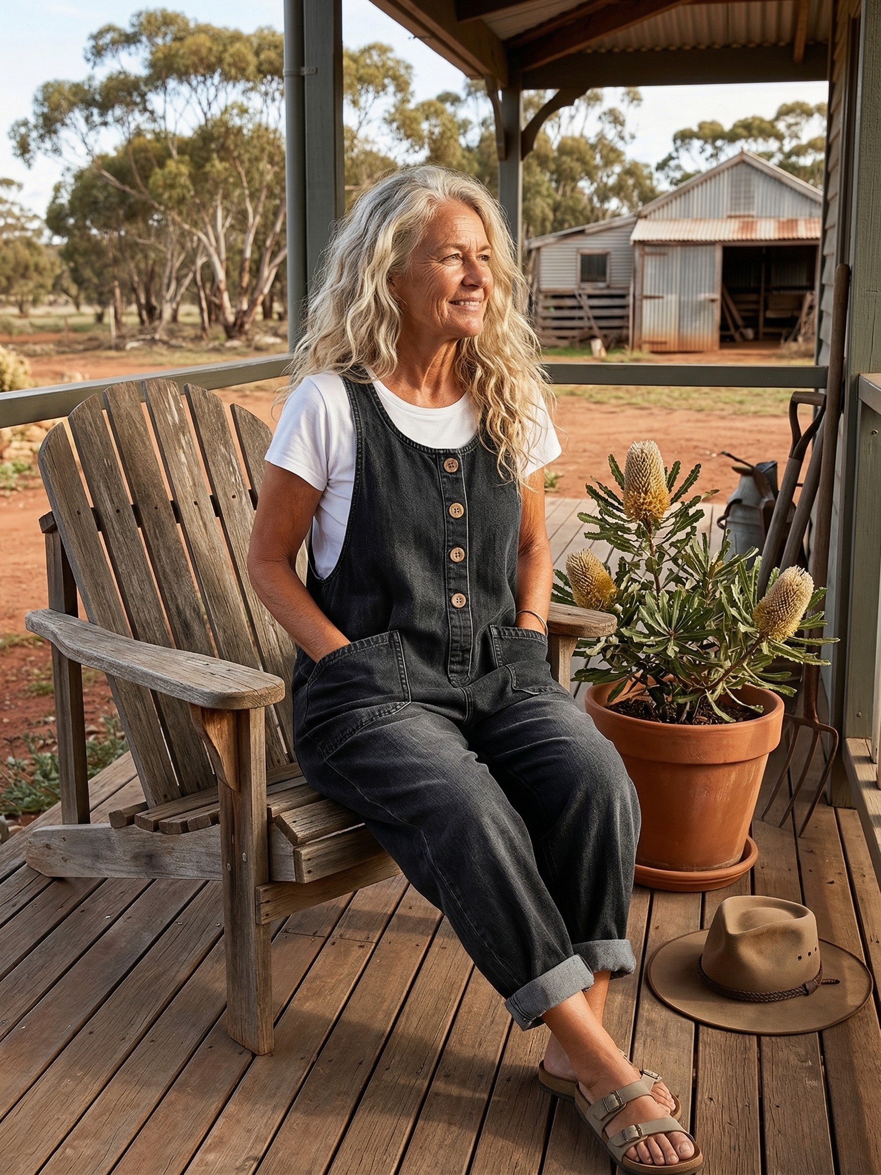 Claire - Vintage Washed Denim Dungaree