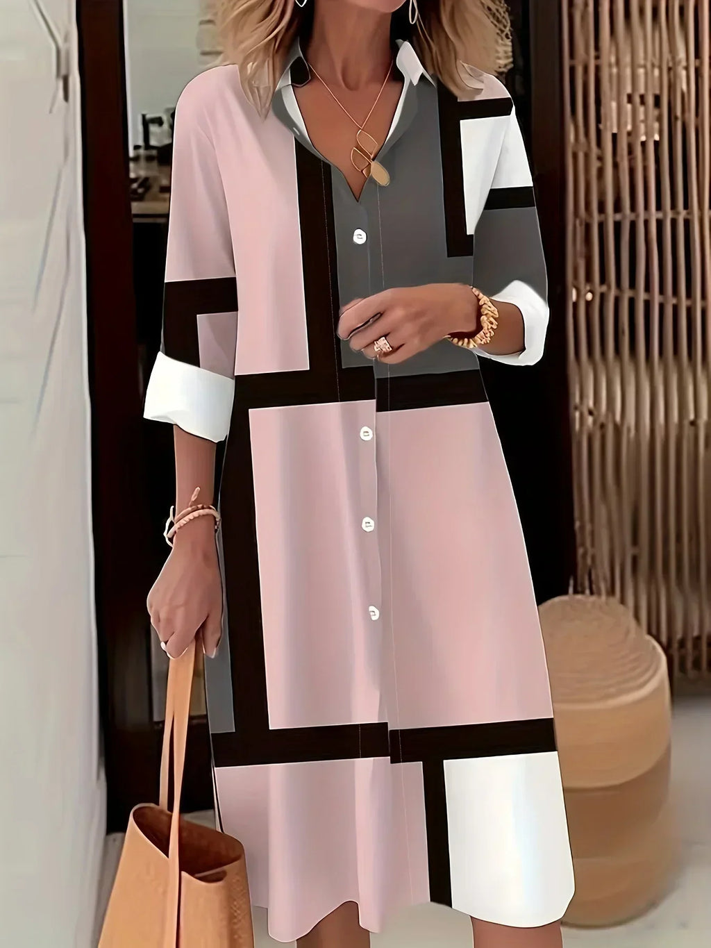 Margaritte | Geometric Print Shirt Dress