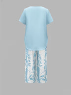 Arvessa | Casual Leaf Print Two-Piece Set