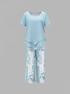 Arvessa | Casual Leaf Print Two-Piece Set